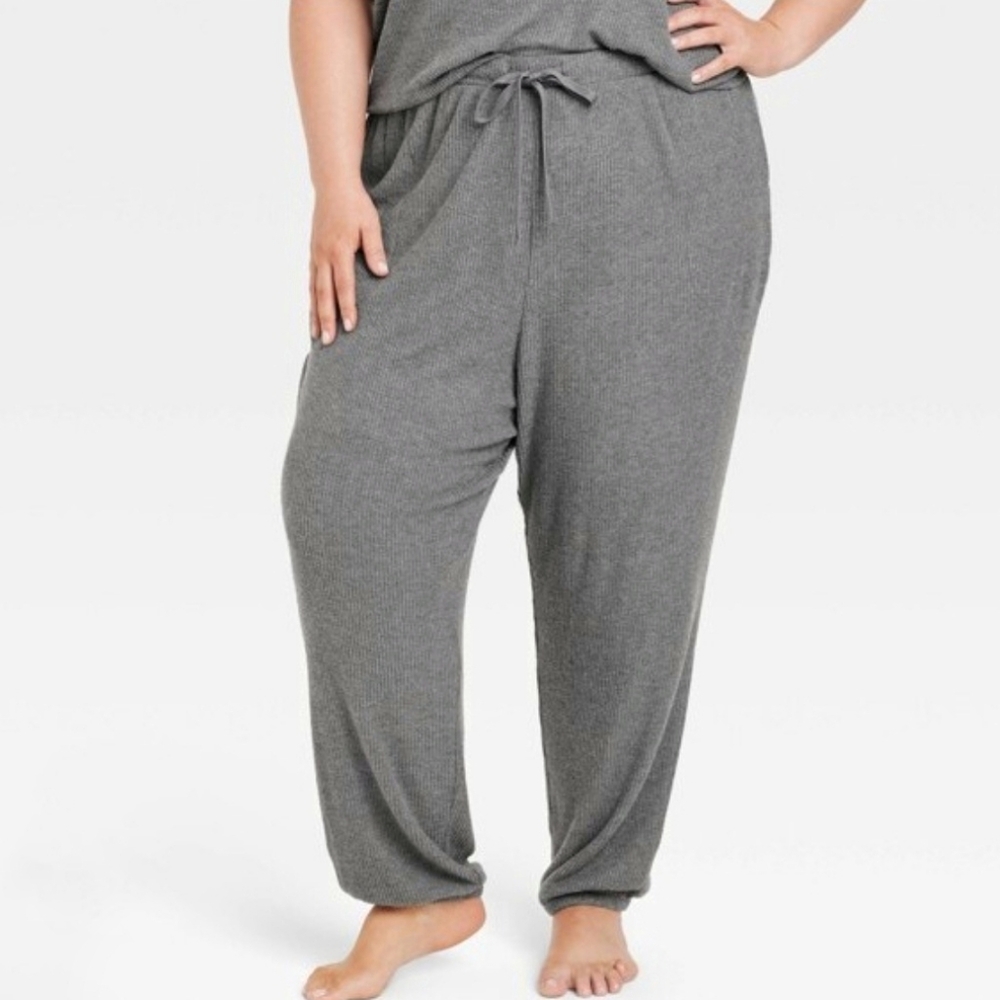 NWT Auden Dark Gray Cozy Ribbed SOFT Jogger Pajama Pants Size 3X